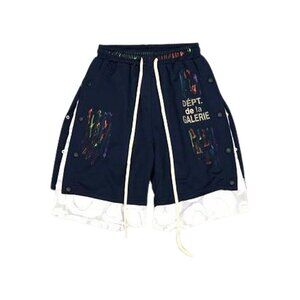 Colorful Printed Mesh Sports Shorts Blue